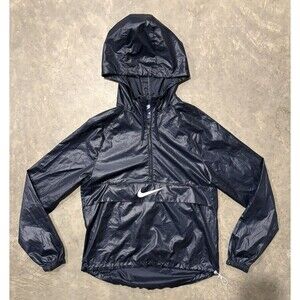 Nike Womens Small Half Zip Packable Windbreaker Jacket 872051-451 Dark Blue